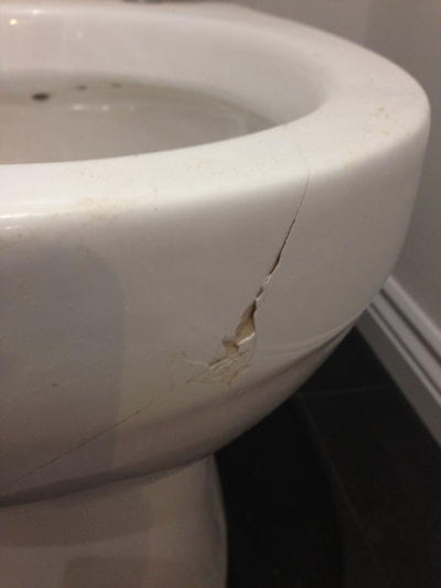 This photograph of a cracked toilet was taken in a new build house in Chester